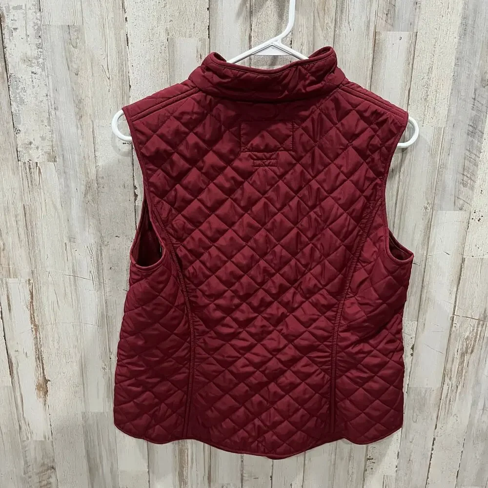 Van Heusen Red Quilted Puffer Vest Womens Size Medium Preppy Warm Layering